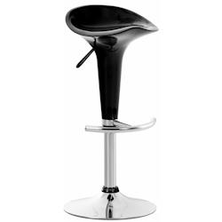 Décoshop26 - Tabouret de bar x1 avec repose-pieds assise pivotante en plastique noir et métal chromé 10_0005367 - noir 3000252605470_0