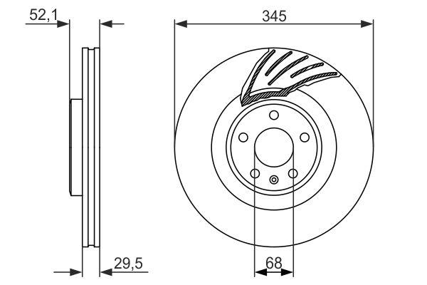 Disque de frein Bosch 0986479590 - ventilé - côté avant - 5 trous - épaisseur 29,5 mm_0