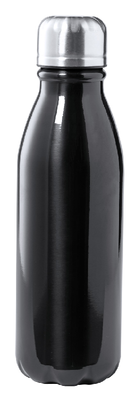 Gourde en aluminium - 550 ml - Forme de bouteille - Couleur noire - Poids léger 88 g_0