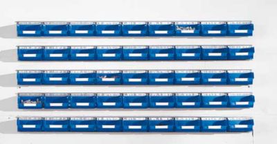 KIT DE RAILS AVEC BACS À BEC - 5 RAILS, 45 BACS - BLEU