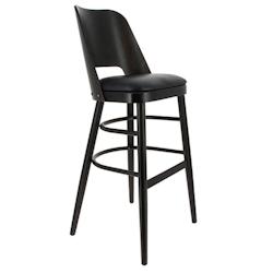 Ligne chr colisee chaise haute - structure wenghe galette pu noir - noir Bois massif MCH-700050-WGHE/PUNOI_0