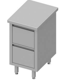Meuble bas table de travail inox centrale avec deux tiroirs 450x600x900 soudée - 932676455_0