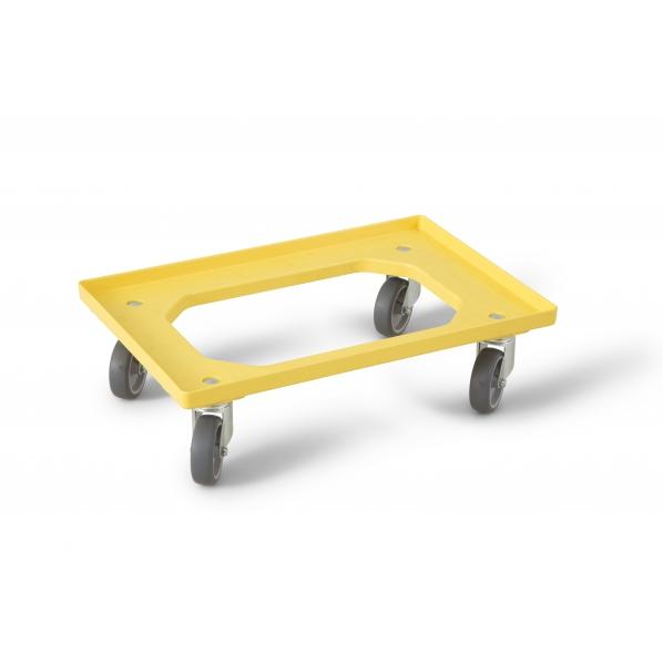 Plateau roulant pour bac Euronorm 600x400 mm - Jaune - 4 roues pivotantes - Léger - Rolléco_0