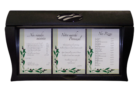 Porte menu lumineux mural - Noir, 3 pages A4 - Réf : 03164, Réf : 03165_0