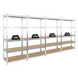PROREGAL Mega Deal 4x étagère robuste GIANT RAGNAR | HxLxP 200x100x50cm | Charge du compartiment 175kg | Galvanisé | Étagère de garage - argenté_0