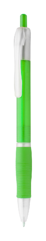 Stylo à bille en plastique - grip en caoutchouc - encre bleue - couleur vert citron_0