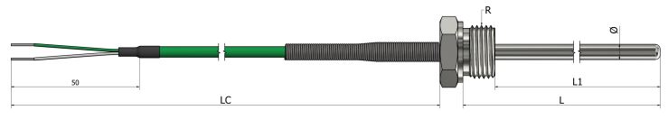 Thermocouple chemisé avec raccord fixe et câble de prolongation - TM40 - Type K/N/J/T/E/R/S/B_0