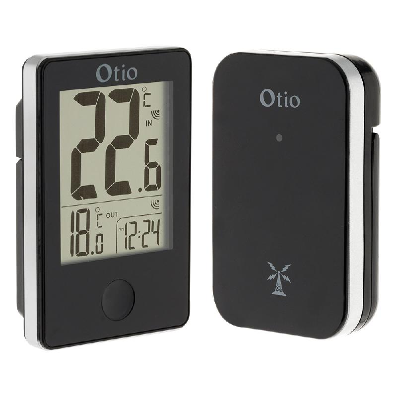 Thermomètre intérieur/extérieur sans fil - Noir - Otio - Écran LCD, capteur extérieur, mémoire min/max, 60m de transmission_0