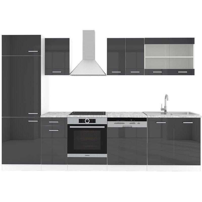 Bloc Cuisine Intégré Vicco R-Line Single - Anthracite/Blanc - Neuf