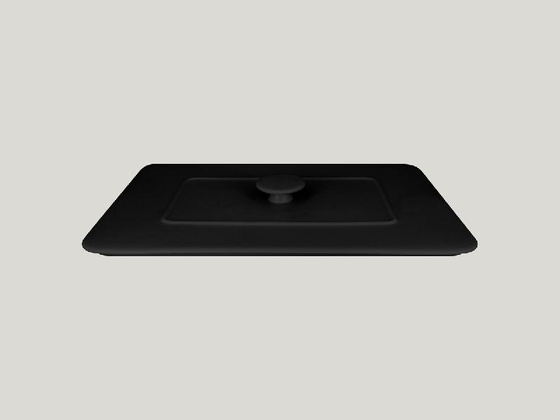 COUVERCLE POUR TERRINE RECTANGULAIRE NOIR PORCELAINE 32X22 CM CHEFS FUSION RAK