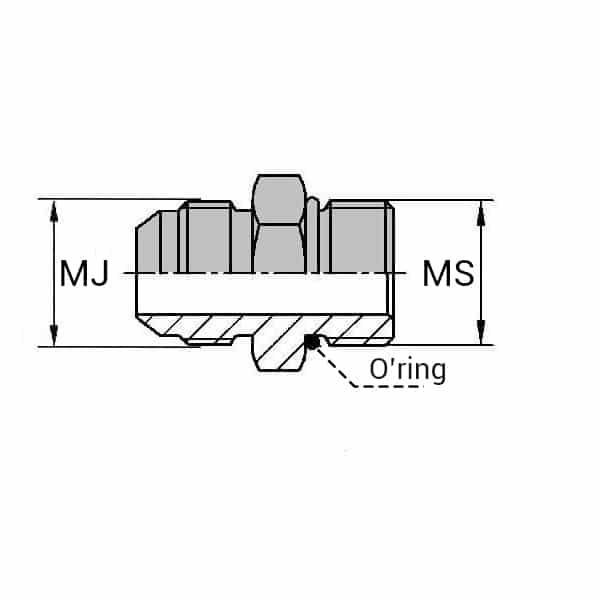 Adaptateurs - Droit mâle JIC x mâle SAE - 1/2' , 12.7 , 9/16' , 14.28_0