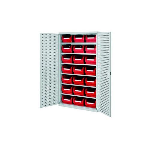 Armoire grande capacité rasterplan avec bacs à bec sans tiroir. H1950xl1130xp590mm. Avec 6 tablettes et 21 bacs_0