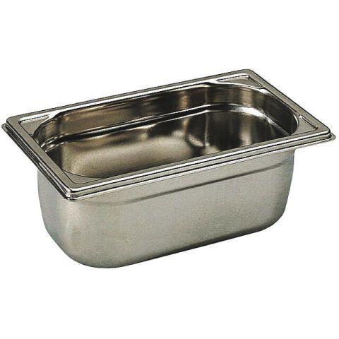BAC GASTRONORME PLEIN INOX - SANS ANSE - GN 1/4 PROFONDEUR 5.5 CM