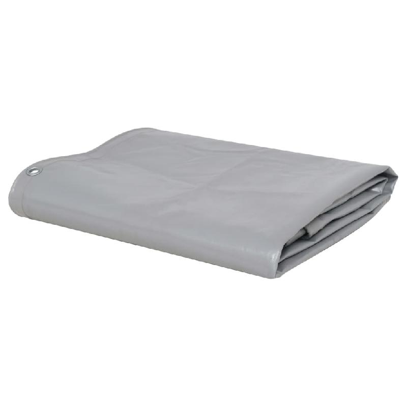 BÂCHE POLYVALENTE ET RÉSISTANTE 650 G/M² 4 X 8 M COUVERTURE DE CAMPING PROTECTION JARDIN GRIS 02_0002243_0