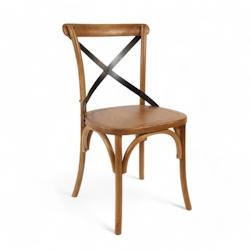 Bistromania Chaise de bistrot VILLIERS - Bois - Croix en Métal - Assise bois - NZ006_0