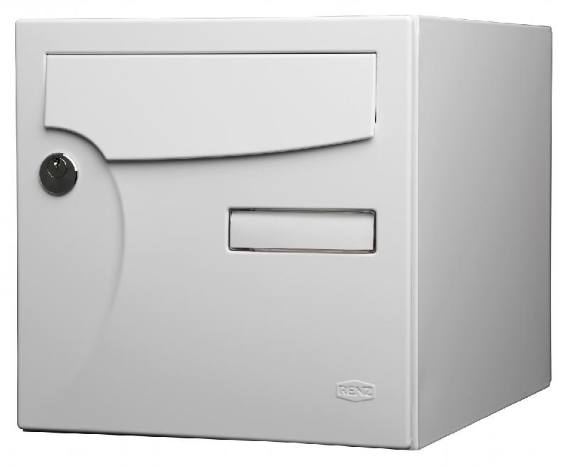 Boîte aux lettres normalisée 1 porte extérieur RENZ - acier blanc brillant - serrure La Poste - garantie anticorrosion 15 ans_0