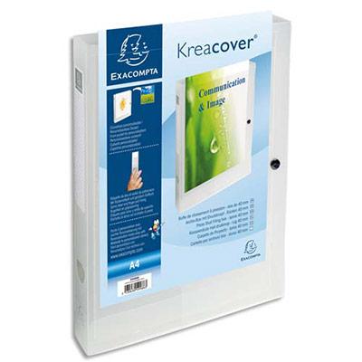 BOÎTE DE CLASSEMENT EXACOMPTA KREACOVER - PERSONNALISABLE - POLYPROPYLENE 7/10E - DOS 4 CM - COLORIS ASSORTIS