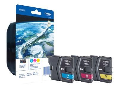 BROTHER LC985 RAINBOW PACK - PACK DE 3 - JAUNE, CYAN, MAGENTA - ORIGINAL - CARTOUCHE D'ENCRE