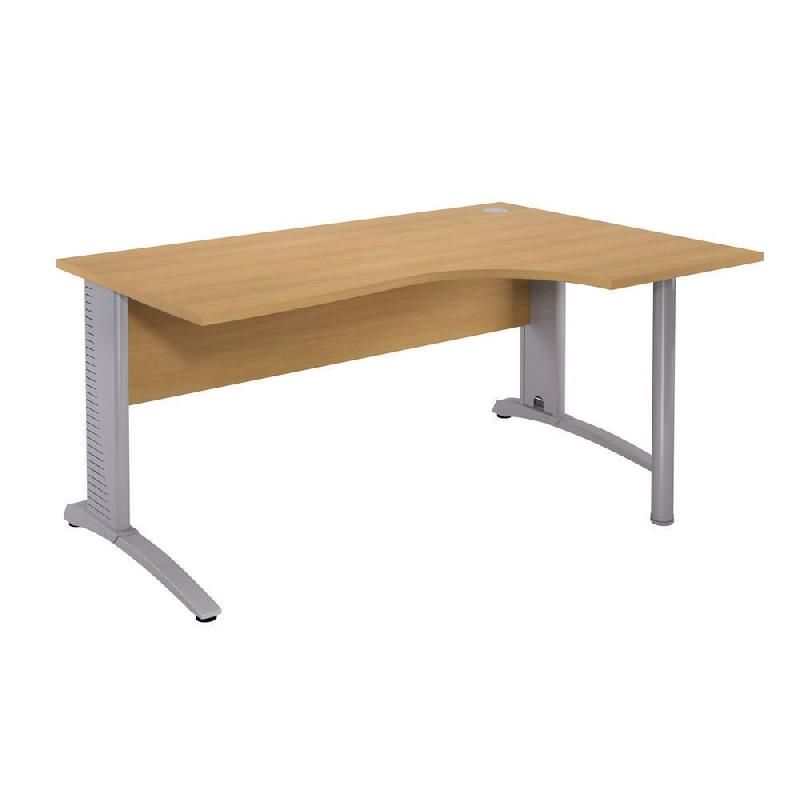 BUREAU COMPACT RETOUR À GAUCHE BIOSPACE 2 - L. 160 X P. 110 CM - PLATEAU HÊTRE - PIEDS L ALUMINIUM - EMBASE 'AVOCAT'.