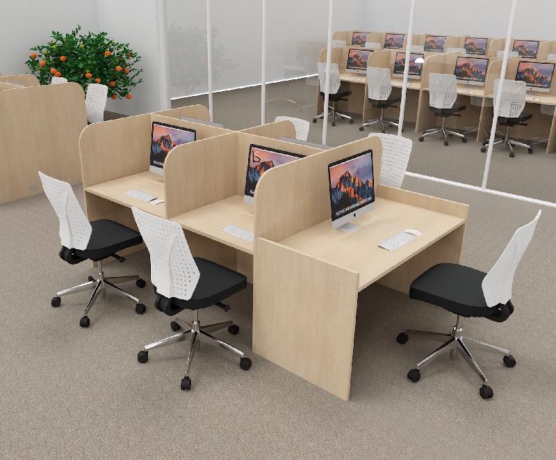 Bureau de call center version double 5 personnes avec poste pour superviseur. - Chêne moyen , 5 places_0