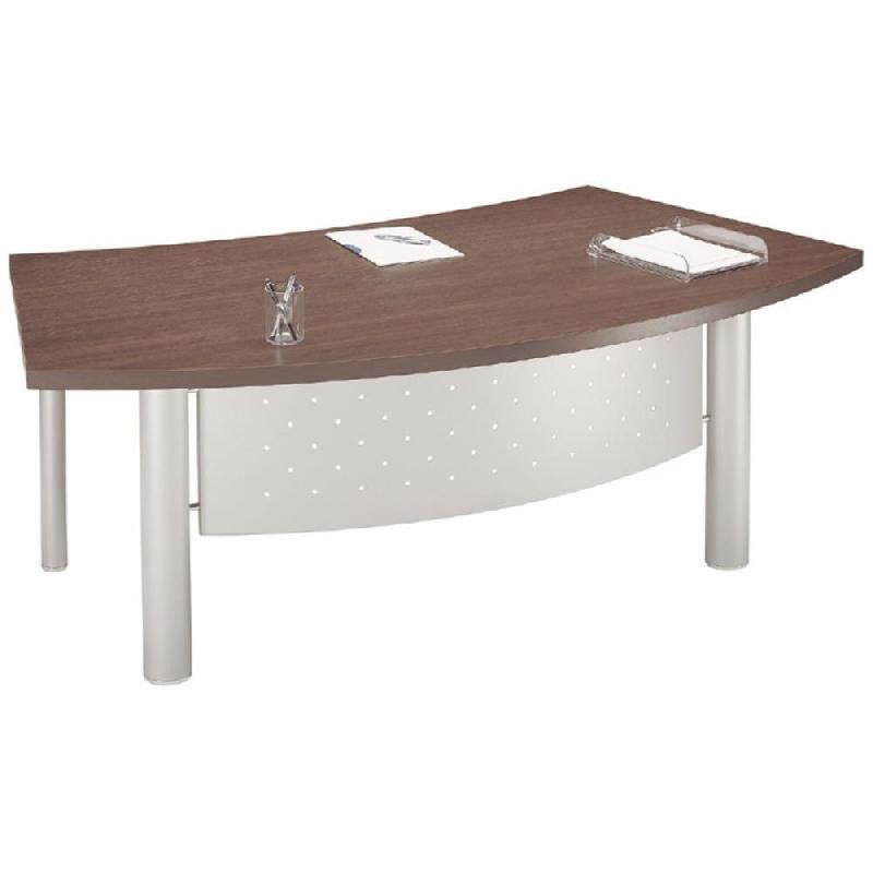 BUREAU DIRECTION COURBE ODYSSÉE - L. 200 X P. 110 CM - PLATEAU WENGÉ - 4 PIEDS ALUMINIUM
