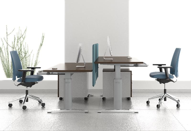 Bureau réglable en hauteur Ergonomic Master - MDD - Alu, Blanc, 80 x 80 cm_1