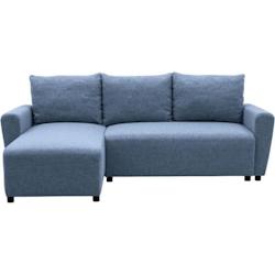 Canapé d'angle convertible 3-4 places STEWART - Tissu bleu - L224 x H85 x P155 cm AUCUNE - 3666749523407_0