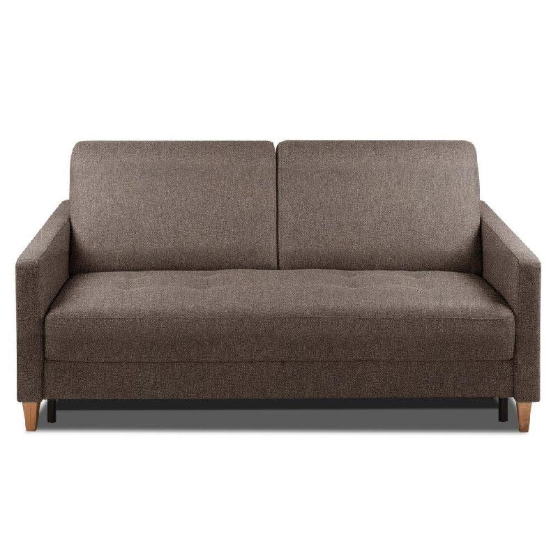 Canapé convertible OGGETTO - Matelas 16 cm - Système express - Sommier à lattes 140 cm - Velours marron - RENATONISI_0