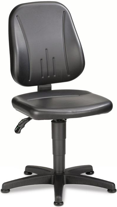 Chaise atelier pivotante Unitec patin rembourrage simili cuir noir 440-620 mm BIMOS_0
