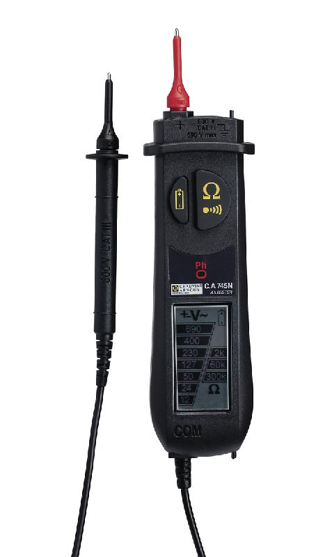 CHAUVIN ARNOUX - CA 745N Testeur de tension à pointes de touche amovibles - Fonction continuité des raccordements électriques - Test présence phase monopolaire_0