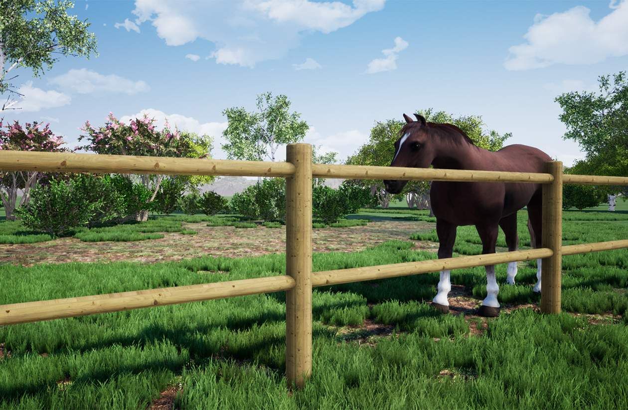 Clôture bois harmonie pour chevaux - Horse Stop - 2 lices, 130 cm, pin sylvestre - ref. Bh14200-2_0