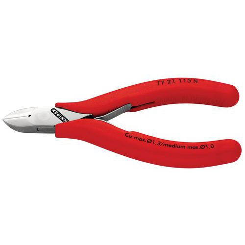 PINCE COUPANTE ÉLECTRO TÊTE RONDE COUPE RASE 115MM - RESSORT - PVC - KNIPEX