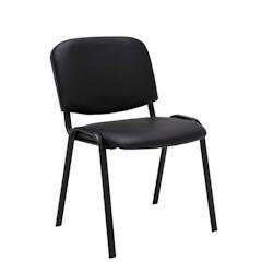 Décoshop26 - Chaise visiteur assise rembourrée en synthétique noir BUR10067 - noir 3000214114279_0