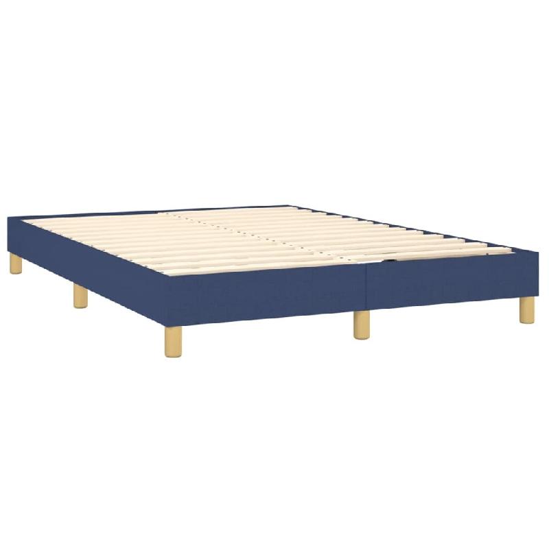 Décoshop26 - Sommier à lattes sur pieds cadre de lit 140x200 cm tissu bleu TDL0207339 - bleu 3001186588006_0