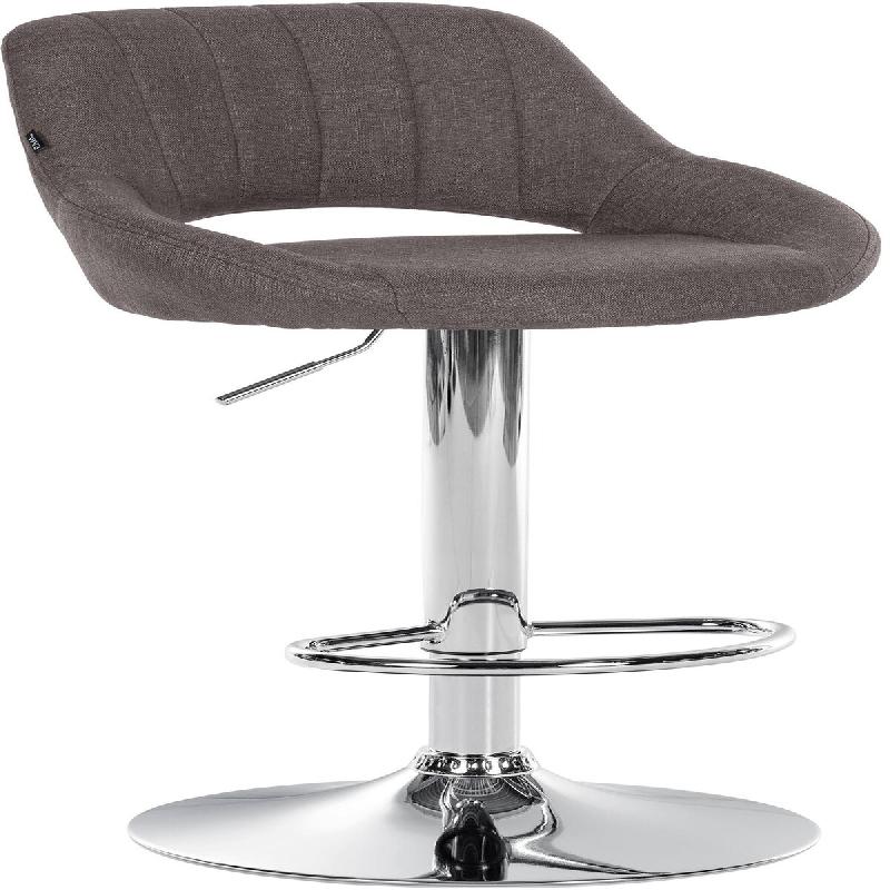 Décoshop26 - Tabouret de bar x1 avec repose-pieds pivotant et réglable en tissu gris foncé et métal 10_0005219 - gris métal 3000252522074_0