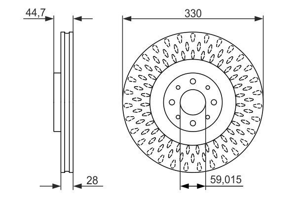 Disque de frein Bosch 0986479648 - ventilé - côté d'assemblage avant_0