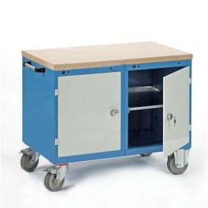 Établi mobile - capacité 500 kg - 2 blocs porte avec étagère intégrée_0
