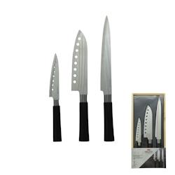 FACKELMANN Coffret de 3 couteaux style Japonais en acier Santoku, Gyuto et Honesuki - Acier inoxydable 18/10 5051126814762_0