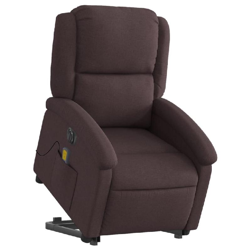 Fauteuil inclinable de massage électrique Marron foncé Tissu Modèle Féroé - 8721012166936_0