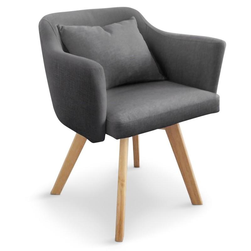 Fauteuil scandinave en tissu gris foncé - 67cm - Design contemporain - Paris Prix_0