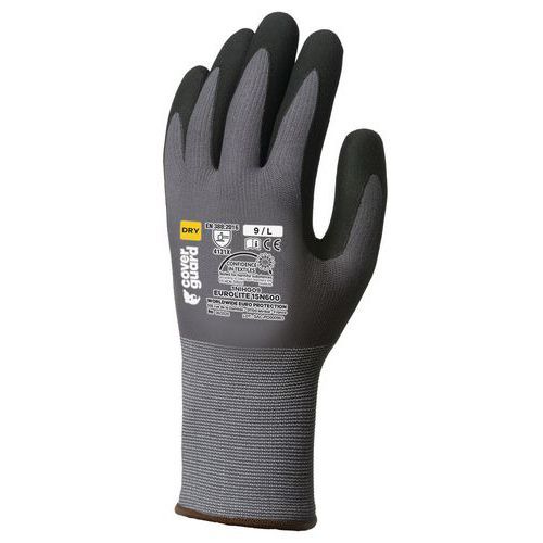 GANTS DE MANUTENTION EUROLITE 15N600 15G PAUME ENDUITE NITRILE T06 - COVERGUARD