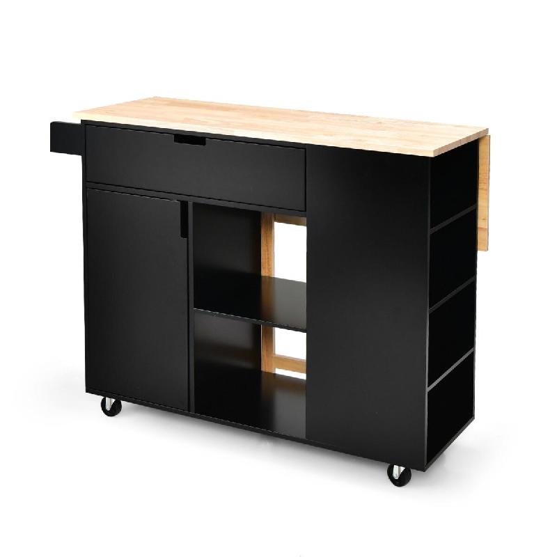 Helloshop26 - Chariot à roulettes pour îlot central cuisine 124 x 76 x 92 cm stockage pratique comptoir pliable ambiance moderne en 20_0011656 - noi_0