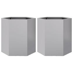 Helloshop26 - Jardinière bac lit surélevé plantes fleurs jardin terrasses lot de 2 hexagonee 46 x 40 x 45 cm acier galvanisé Argent 02_0039076 - 3_0