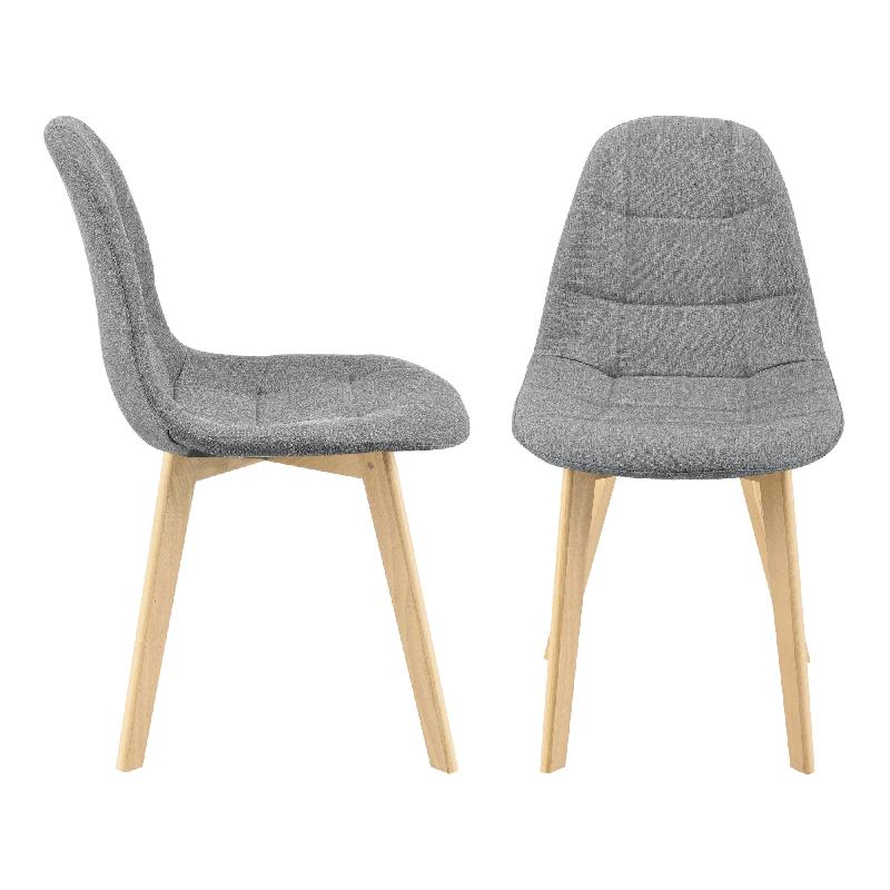 Lot de 2 chaises de salle à manger - 86 x 53 x 47 cm - Gris clair - Pieds en hêtre - 03_0006735_0