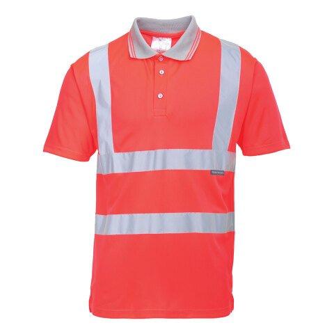 LOT DE 2 - PORTWEST S477 POLO HI-VIS MANCHES COURTES ROUGE - TAILLE XL