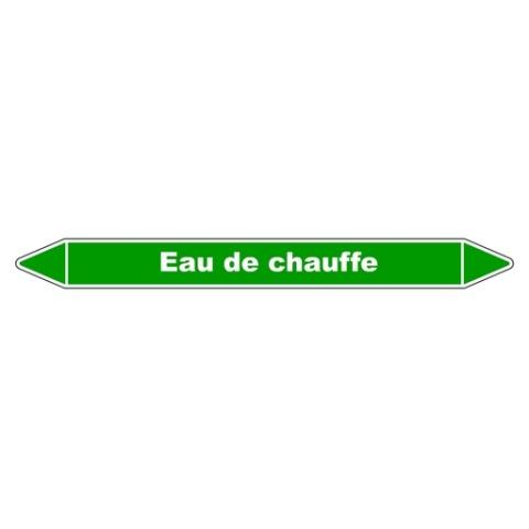 LOT DE 5 - MARQUEUR TUYAUTERIE - EAU DE CHAUFFE - VINYLE LAMINÉ - NFX 08-105 450 X 52 MM