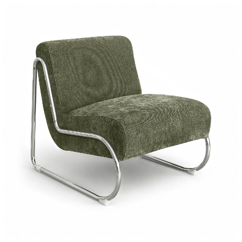 Now's Home - fauteuil lounge en tissu chenille vert sauge 63x80x65cm helio - 3256391057179_0