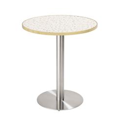 Oviala Business Table à manger ronde 60 cm plateau terrazzo/doré et pied argenté - blanc métal 112828_0