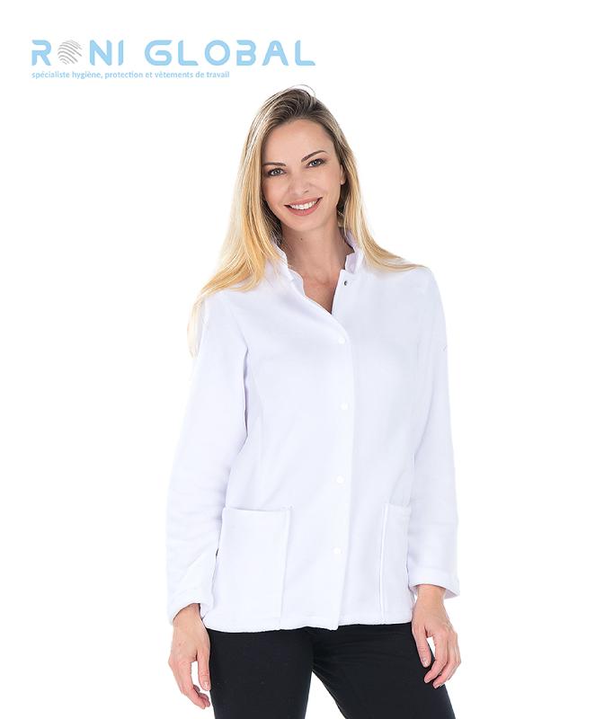Polaire de travail femme manches longues en polyester - 2 poches - Pauline Remi Confection - Ref R-2299_0
