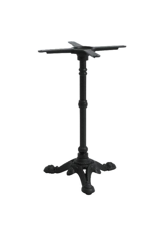Pied de table de restaurant bistrot noir - 3 branches en fonte - H 72 cm - Plateau max 60 cm_0